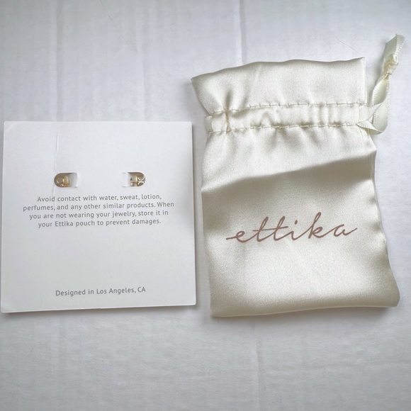 Ettika Gold Star Burst Earrings Cubic Zirconia Hoop with Dangle NEW - Picture 2 of 2